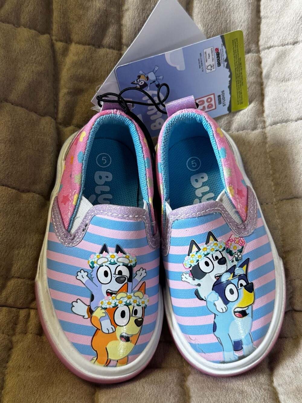 Ground Up Bluey and Bingo Toddler Girls Slip-On Shoes Size 5 Purple